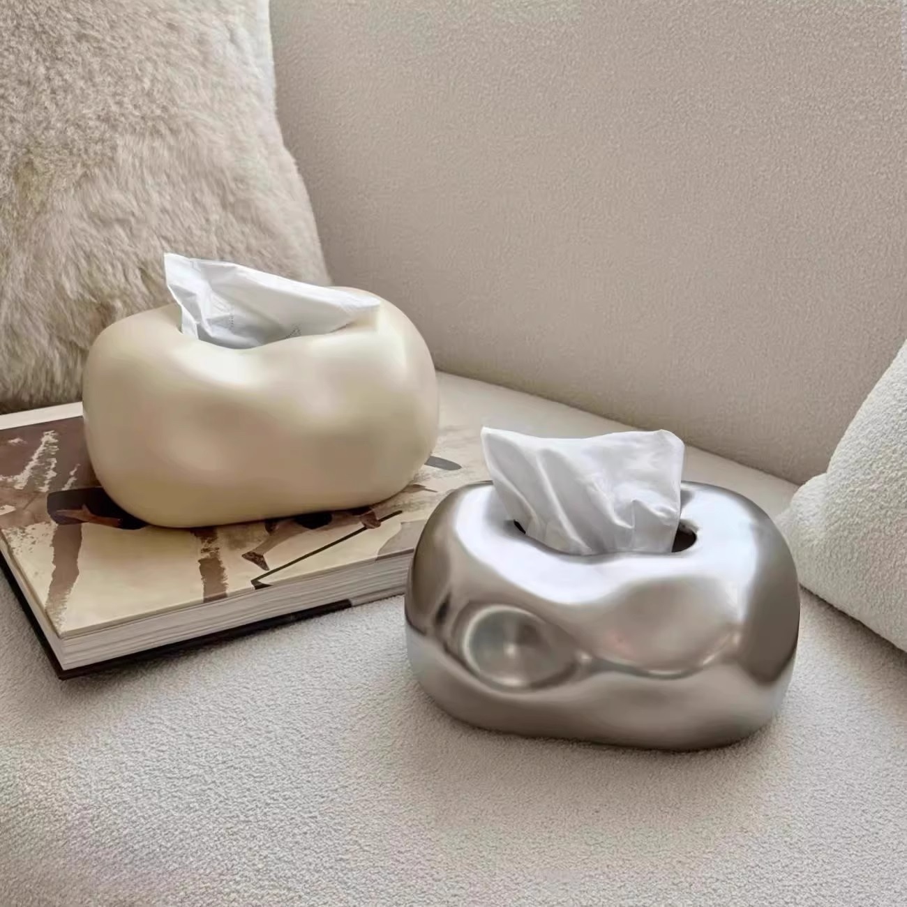 Ceramic Tissue Box, High-End Creative Desktop Ornaments, Living Room Dining Table, Coffee Table, Tissue Storage Box, Paper Box Decoration