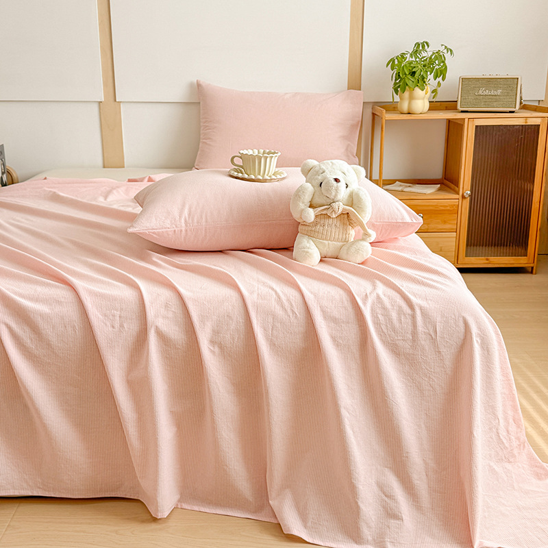 Una clase de sábanas de algodón lavado de algodón de una sola pieza de algodón 100 dormitorio individual doble edredón individual funda de almohada de tres piezas 2025 nuevo estilo