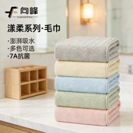 向峰水纹款珊瑚绒抗菌洗脸毛巾家用加大加厚柔软吸水面巾浴巾批发