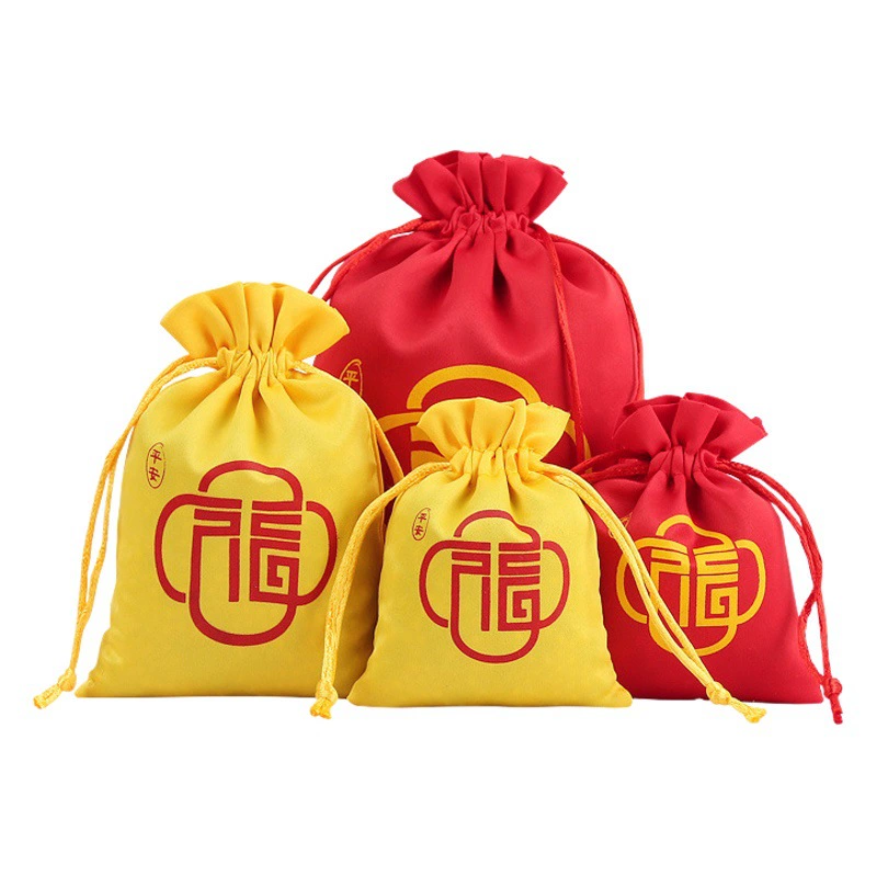 Chaoyuan в наличии оптовая сумка для хранения ювелирных изделий шнурок парчи маленький счастливый мешок красный Подарочный мешок