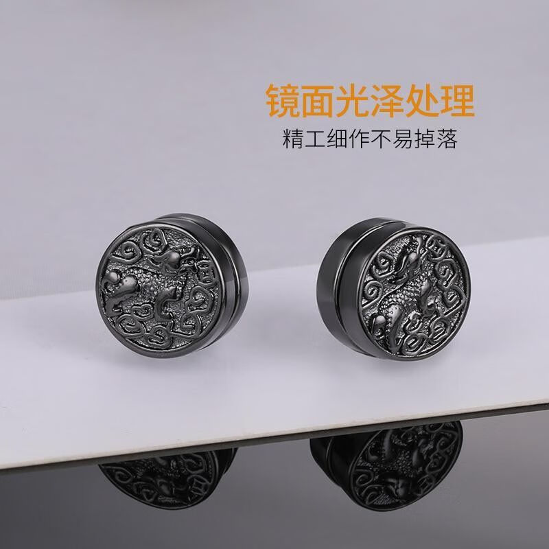 智贝详情图_10无需耳洞磁吸耳夹男潮民族风貔貅耳钉嘻哈高级感