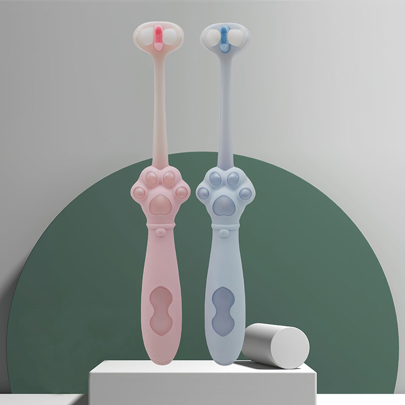 Cross-Border Kidsren's Three-Sided Toothbrush 3-12 Years Old Baby Infant Ten Thousand-Bristle Toothbrush Soft-Bristled Toothbrush Manufacturer Wholesale