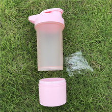 500ml双层蛋白粉摇摇杯奶昔杯运动水壶随身杯塑料水杯食品级材E18