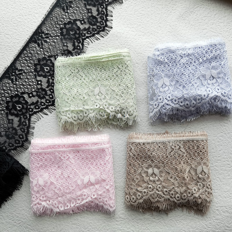 3米 花边辅料浅紫浅绿黑色粉色睫毛蕾丝花边辅料 Lolita袖口领口