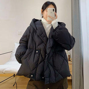 New Chinese Style Artistic down Jacket for Women, Short New Winter Thickened Loose High-End Diamond Pattern Puff Warm Coat