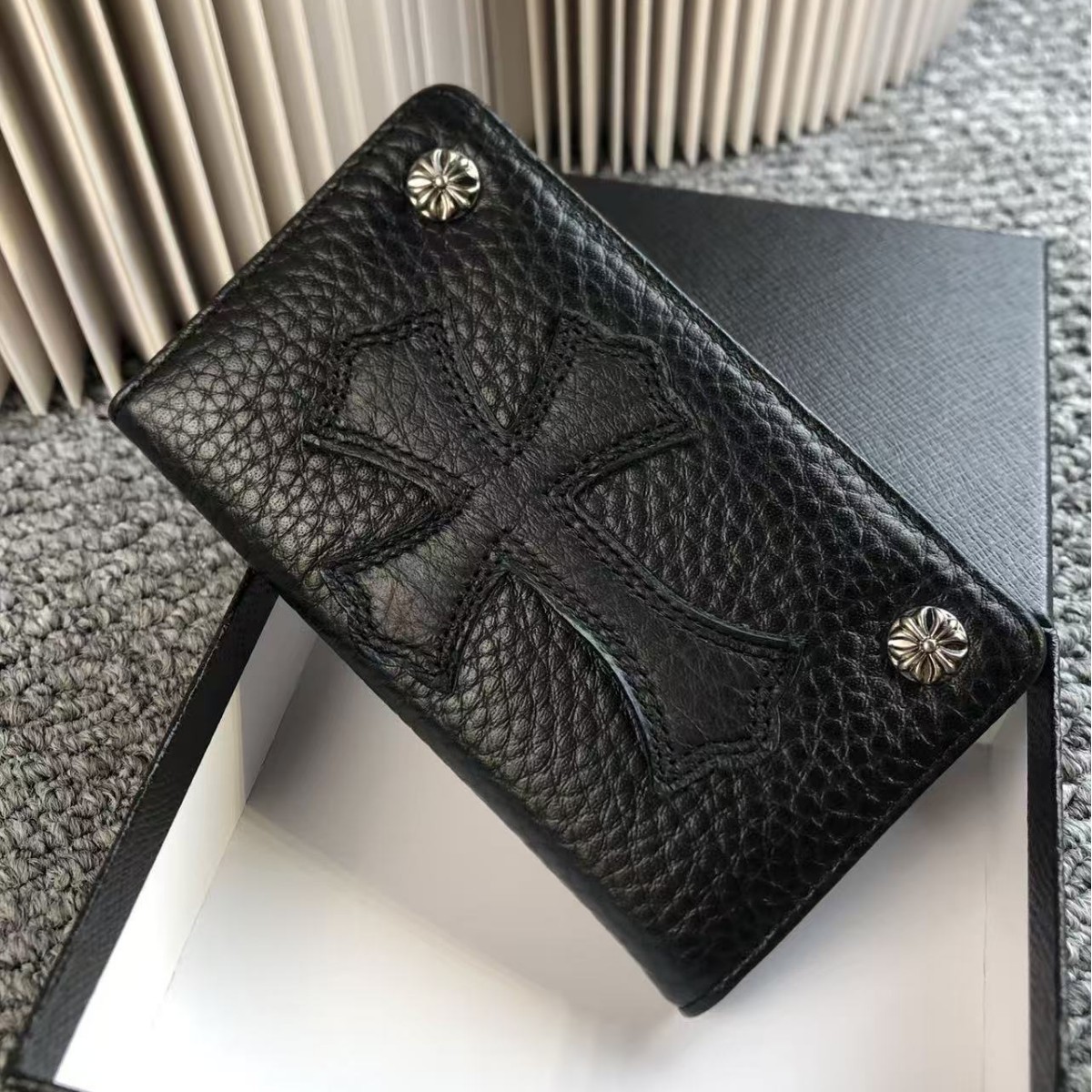Cross-border trendy brand top-grain cowhide cross wallet, card holder, retro style coin purse, unisex document and passport holder