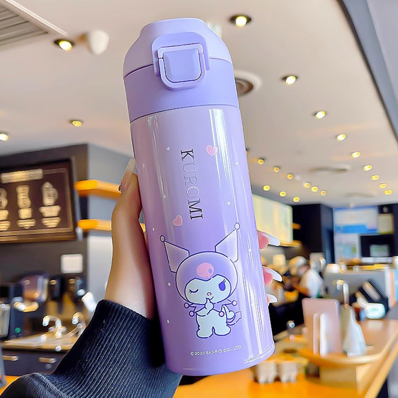 Taza termo de bebida directa de rebote de dibujos animados de Sanrio modelado en relieve 3D 316 mujeres de acero inoxidable de alto valor 350ML