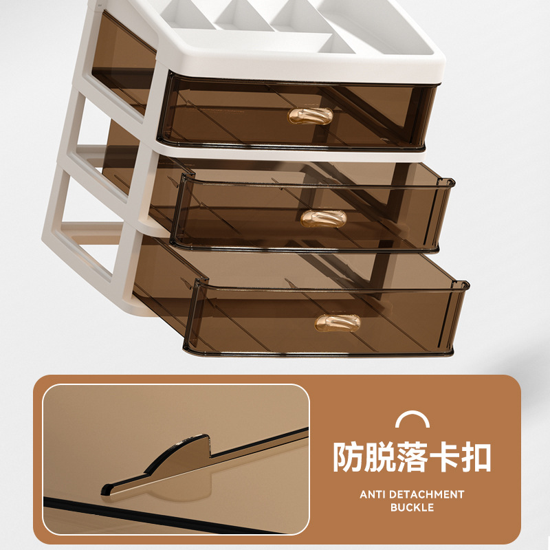 Caja de almacenamiento transparente de escritorio tipo cajón escritorio de oficina ordenar artefactos cosméticos estante caja de armario