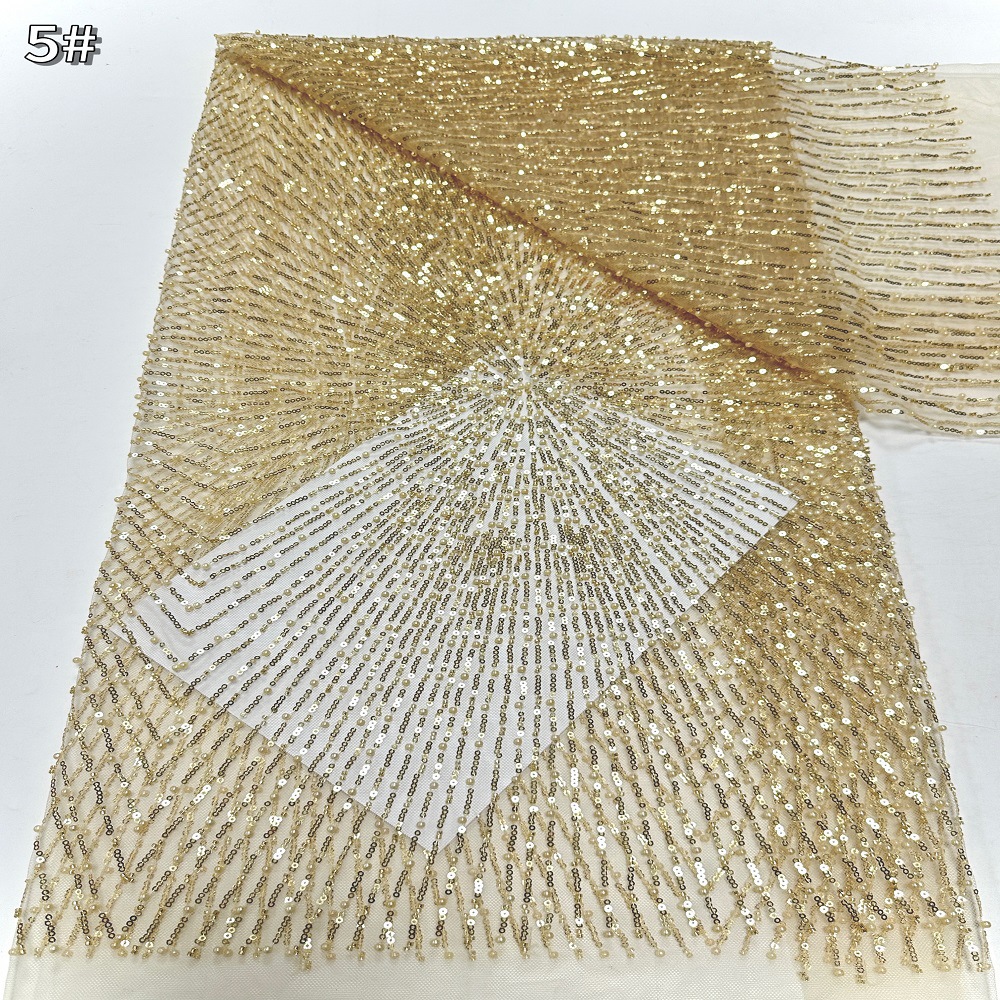 Sequin, tubo de perlas bordado, tela de bordado, alta definición, diseño de moda, vestido de moda, vestido de boda, tela
