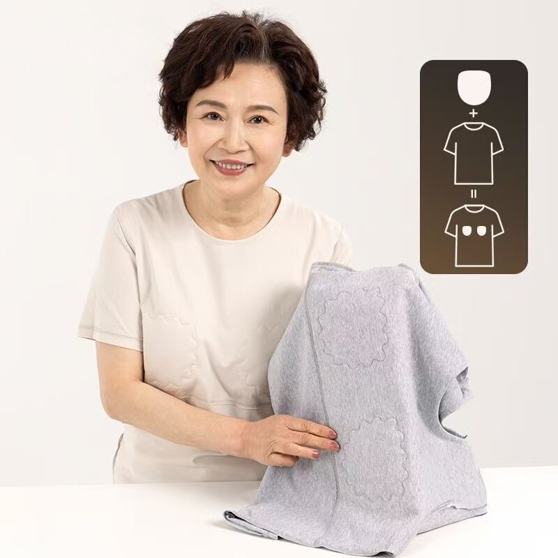 No Embarrassment. Short-Sleeved T-Shirt for Middle-Aged and Elderly Women with Chest Pads, Pure Cotton Loose-Fitting Home Top for Mothers and Seniors No Embarrassment. Short-Sleeved T-Shirt for Middle-Aged and Elderly Women with Chest Pads, Pure Cotton Loose-Fitting Home Top for Mothers and Seniors