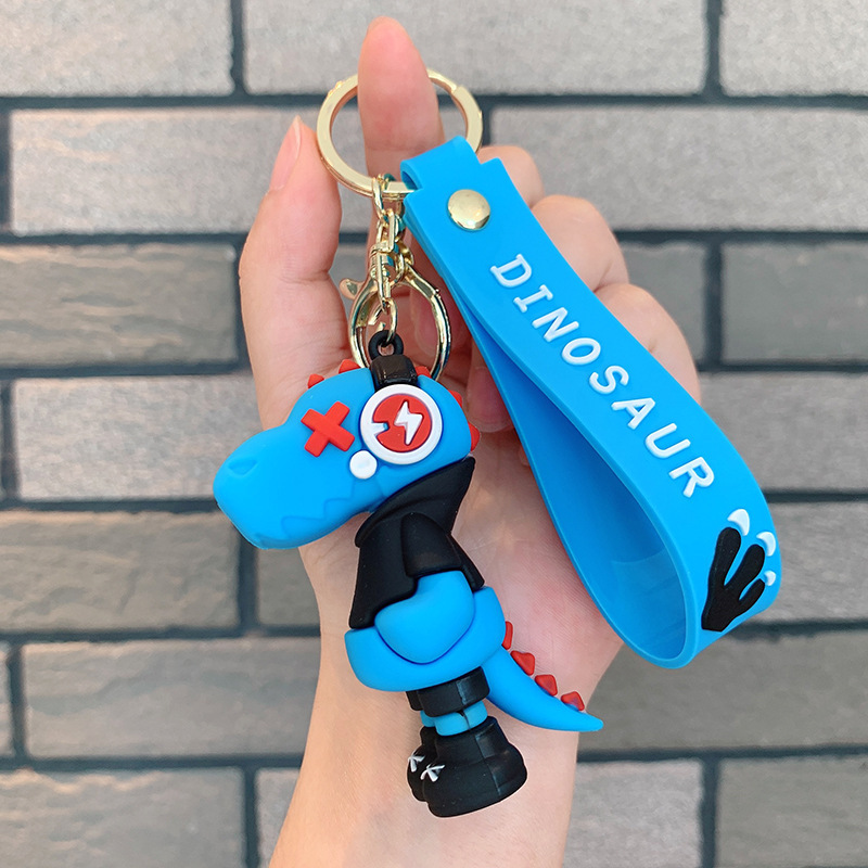 Dinosauro llavero música rayo pequeño dinosaurio muñeca de silicona bolso llavero de automóvil colgante moda regalos frescos