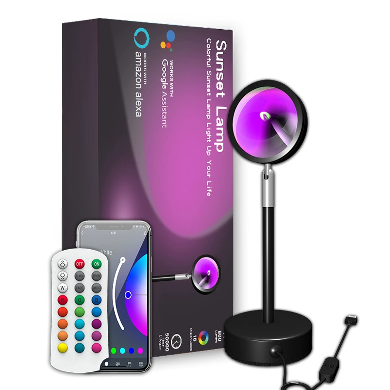 Cross -border sunrise light приложение дистанционное управление RGB светильник для атмосферы запуска, проекция радуги, настройка дневного света, живое фоновое освещение