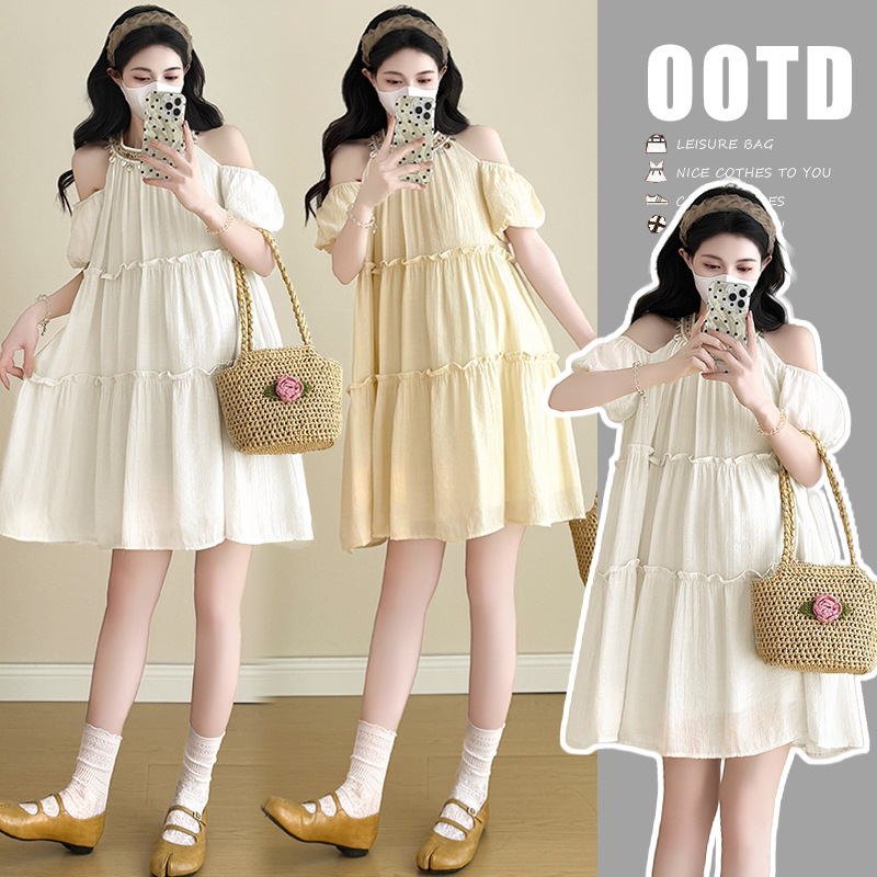 2025 Summer New Fashion Vacation Bohemian Shoulder Elegant Loose Pregnant Women dress