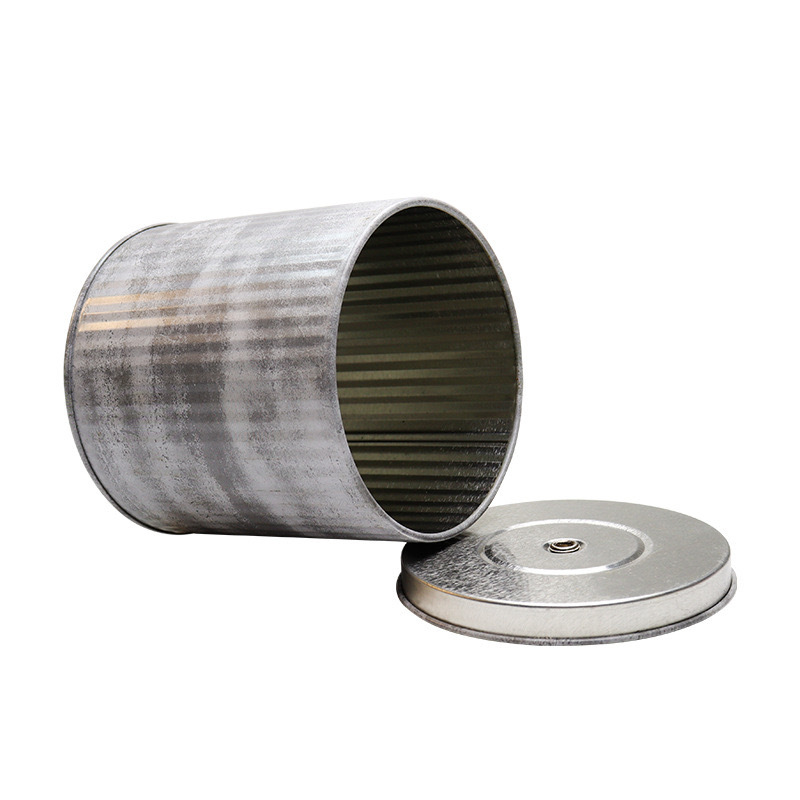 En stock hierro retro puede sellado sin fugas de gran capacidad 9oz10oz vela hierro puede con tapa caja de hierro