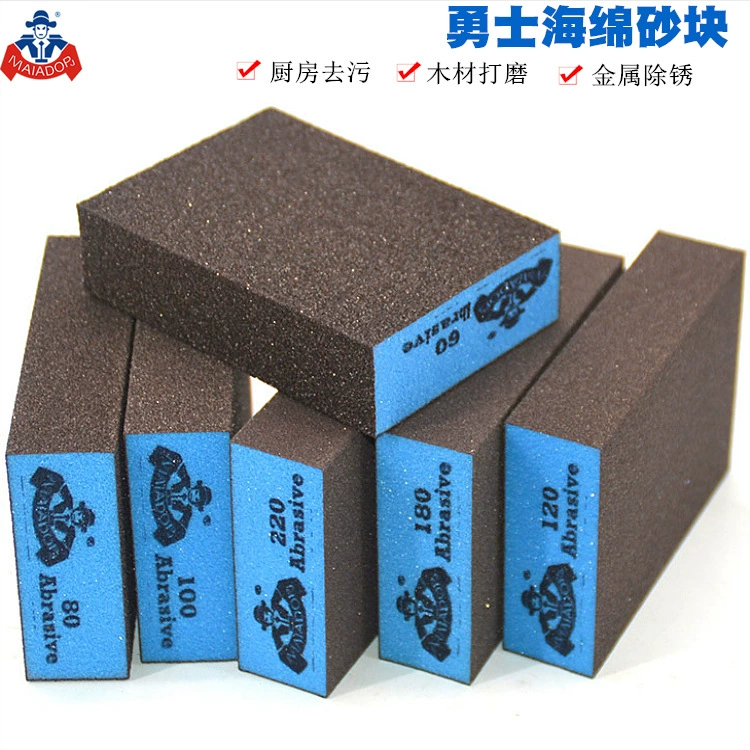 Азиатский воин синяя губка песочный блок 100*70 очистка кухни Деревообработка деревянная полировальная губка абразивный блок наждачная бумага