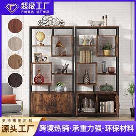 跨境专供办公家具工业风钢木结构书柜层架置物架展示柜收纳柜定制