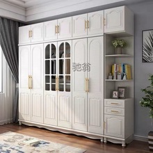 欧式衣柜现代简约卧室柜子四五六门实木质组装板式储组合物大衣