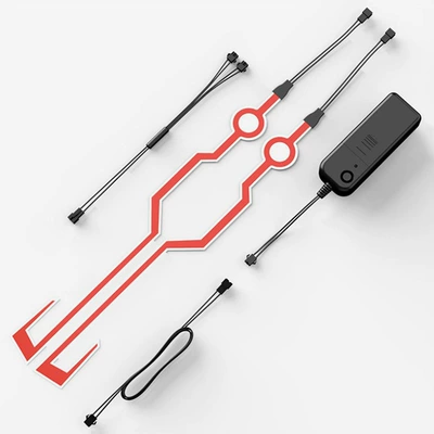 Cross-border cool helmet light bar universal riding helmet light bar cold light bar can be pasted cool luminous light bar (Cold light sheet) - one-to-two-helmet-strips-rechargeable-model-red