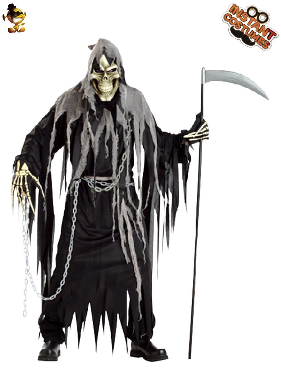Disfraz de Halloween para adultos, disfraz de rey de la muerte con hoz, monstruo de terror, misterioso disfraz de muerte, traje para actuación en fiestas de carnaval de Halloween.