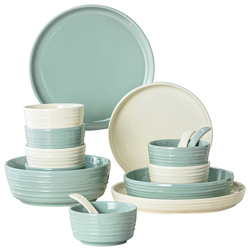 Nórdico plato de cerámica tazón plato traje hogar creativo neto rojo ins simple arroz tazón plato redondo combinación tazón palillos vajilla