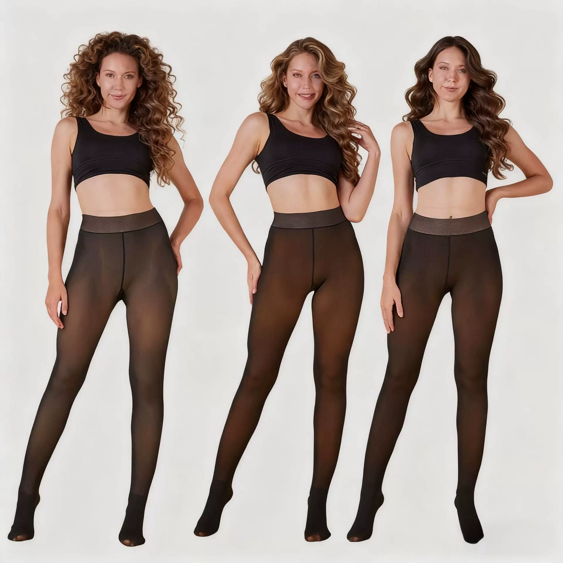 跨境透肤假透肉加绒加厚外穿收腹提臀瘦腿光腿连裤袜女秋冬打底裤