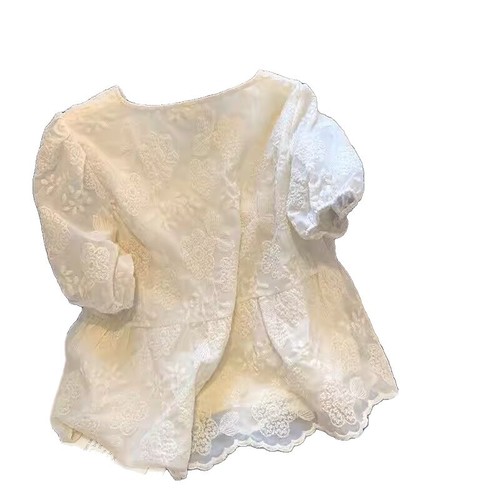 Korean style clothing design thin lace splicing gentle shirt spring and summer chic unique small top for women 