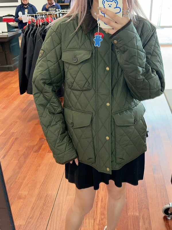 新五色RL拉夫小马经典老钱风工装菱格复古棉服夹克外套男女款防风|undefined