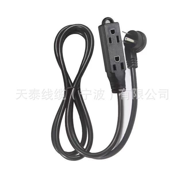 美规家用插座三插耐用电缆线一次成型防摔AC电源插座延长拖线板