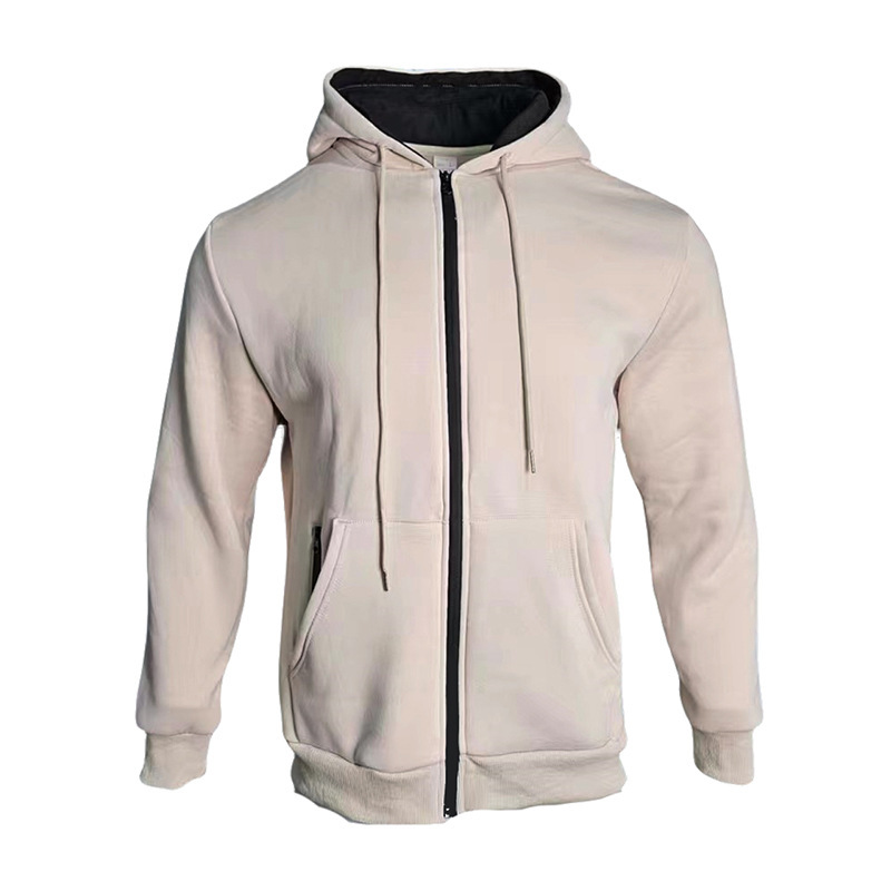 Herrenbekleidung schwerer, einfarbiger, langärmeliger Sport-Freizeitanzug mit Kapuze aus Fleece, warmer zweiteiliger Anzug_voghion.com