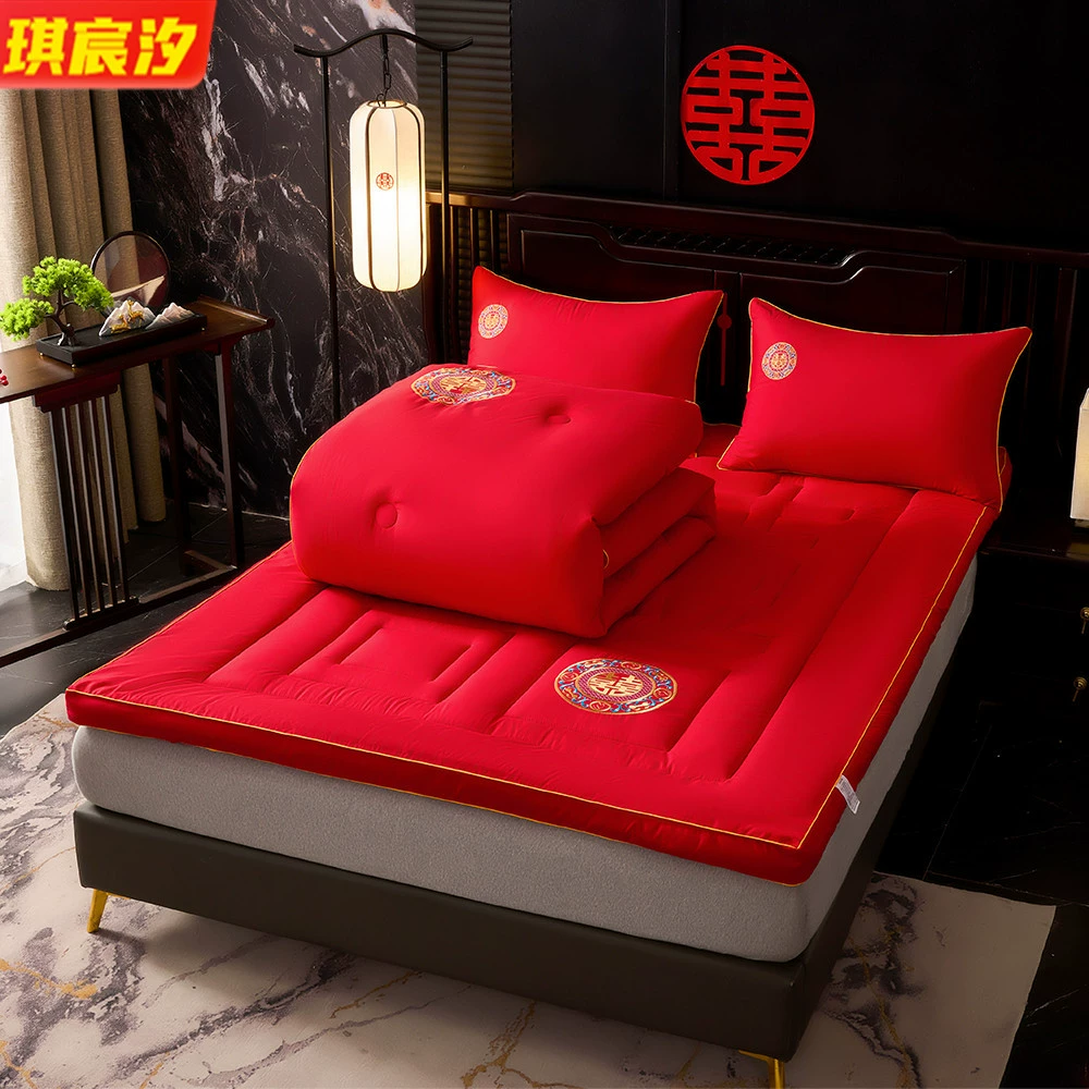 Одеяло для молодоженов, свадебный красный костюм, одеяло, матрас, подушка, полный комплект нового дома, матрас 1,8/2,0 м, матрас