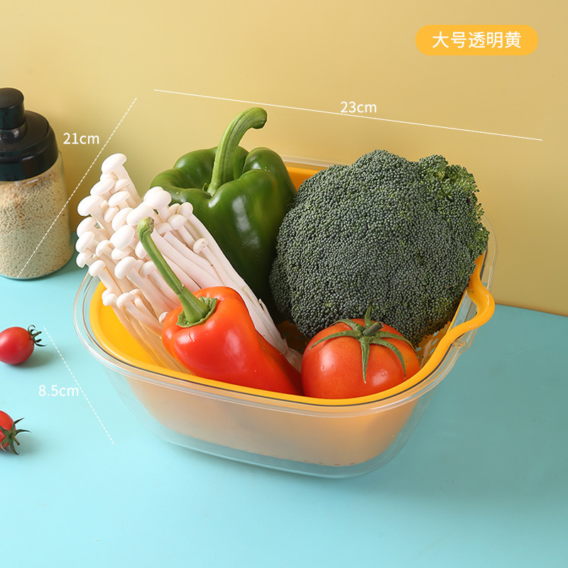 PET二重衝突色野菜水たまり台所家庭用プラスチック果物皿客間ろ過野菜かご洗浄野菜かご|undefined