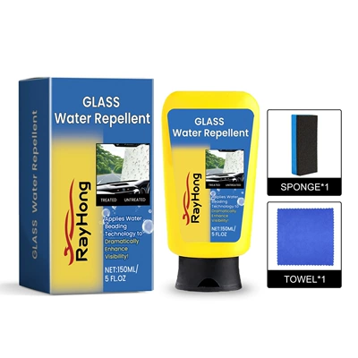 Rayhong Car Glass Oil Film Cleaner, Car Window Windshield Cleaning, Rain-Proof and Anti-Fog Car Glass Cleaner (Glass agent) - 150ml-sponge-towel