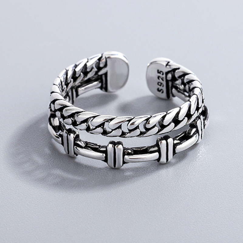 Punk retro apenado flor en forma de serpiente anillo de la estrella personalidad de alto sentido plata tailandesa Hipster anillo de entrega de una sola pieza femenina