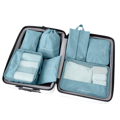New travel storage bag, travel suitcase, clothing organization and storage set, waterproof cationic seven-piece set wholesale