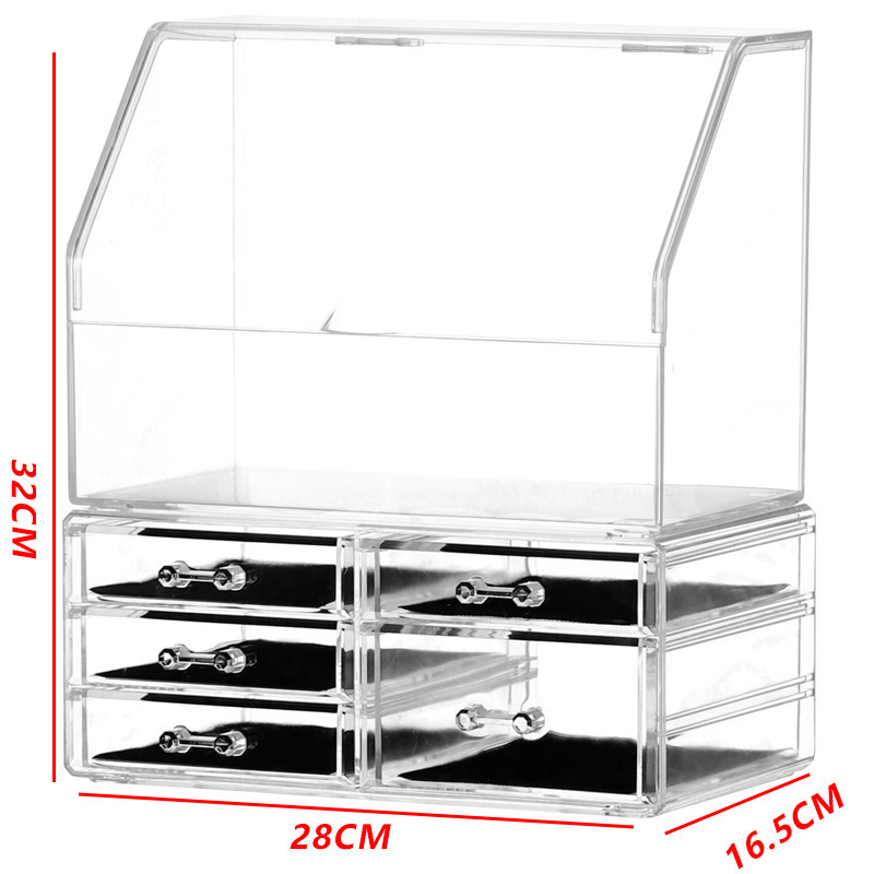 Caja de almacenamiento de cosméticos tipo cajón lujoso acrílico gabinete de almacenamiento de productos de cuidado de la piel con cubierta de gran capacidad estante de escritorio