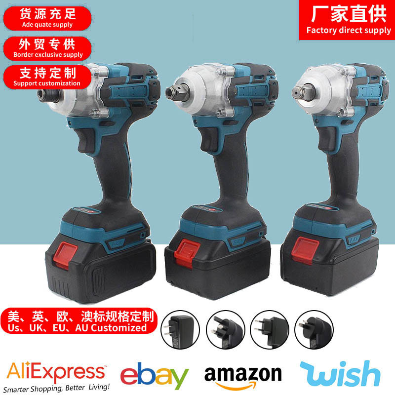 Specialized Foreign Trade Electric Impact Wrench with High Torque, Brushless Lithium Battery Screwdriver, Large Lithium Battery Brushless