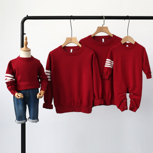 New Year's Parent-Son Dress New Year's Family of Three and Four Sweaters Red Mother-Son Knitted Shirt Mother-Daughter Mother-Son Tide Top