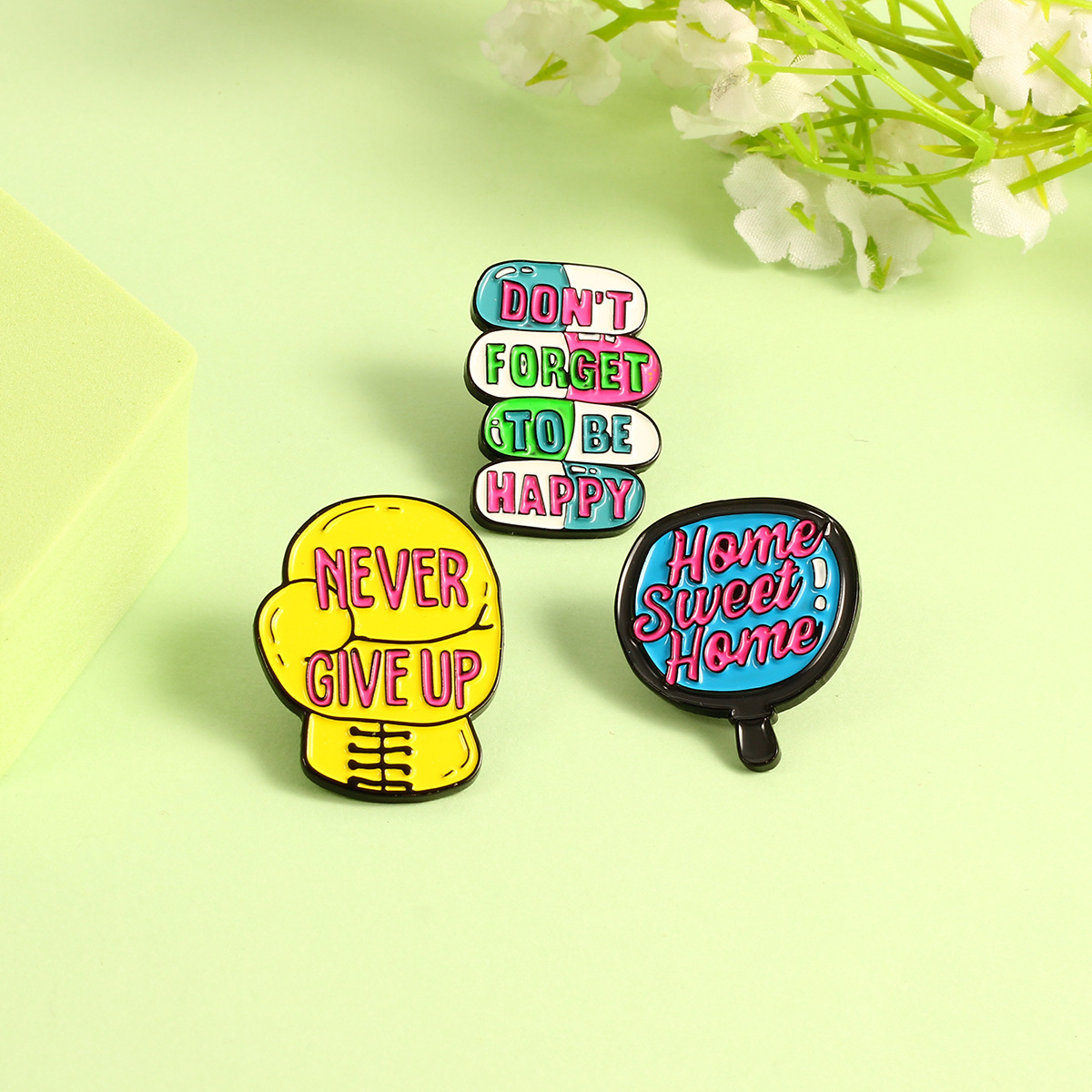 Holiday, Street Occasion Cartoon Style Pin Letter Alloy Unisex Brooches