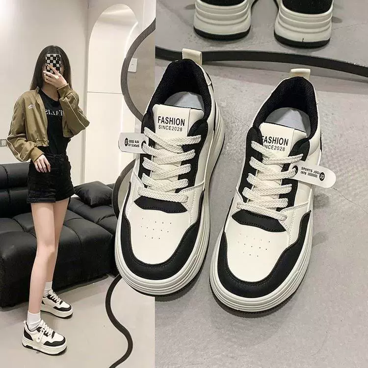 Маленькие белые туфли на толстой подошве женские 2024 весенние и осенние новые туфли