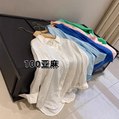 Xiaohemu Giantと同じモデル2996！ 100リネンのゆったりとした通気性のあるリラックスシルエットの女性用カジュアルシャツ春夏新作