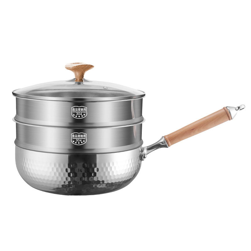 316 olla de acero inoxidable profundiza sin recubrimiento antiadherente cocina de gas doméstica horno electromagnético fondo plano horno de frita de verduras cocina de vapor