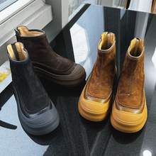 厚底马丁靴女2025冬季新款女厚底加绒保暖短靴休闲百搭后拉链女靴