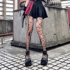 Cross-border new style fishnet socks, hollow suspenders, irregular mesh bottoming socks, skull style black stockings, fishnet socks