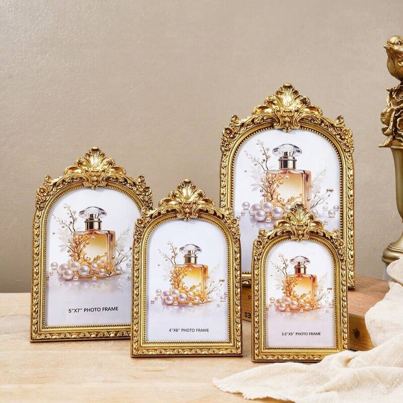 European-style arched display photo frame, gift, home decoration, wall-mounted and tabletop dual-use, gold frame, vintage photo, wedding decoration