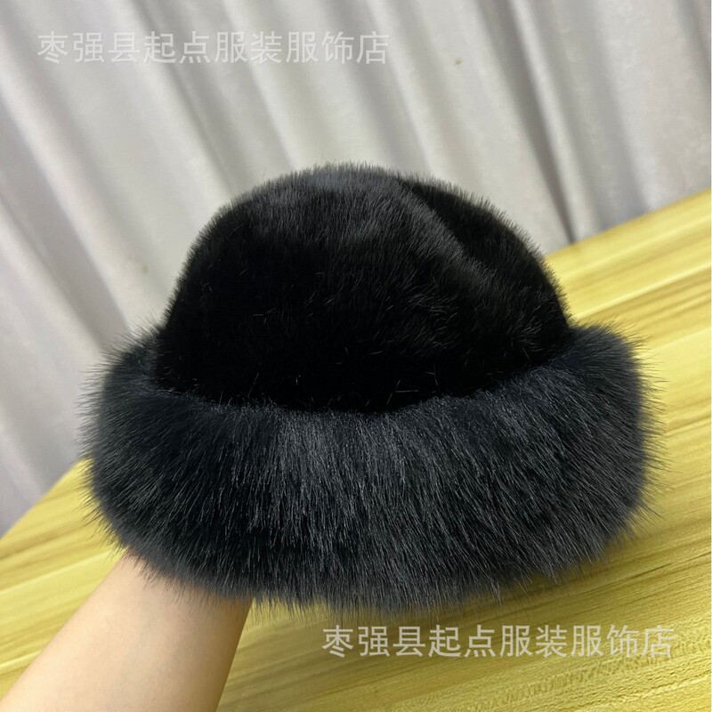 毛绒蒙古帽子女秋冬防寒保暖东北盆帽毛毛护耳帽狐狸毛渔夫帽皮草|undefined