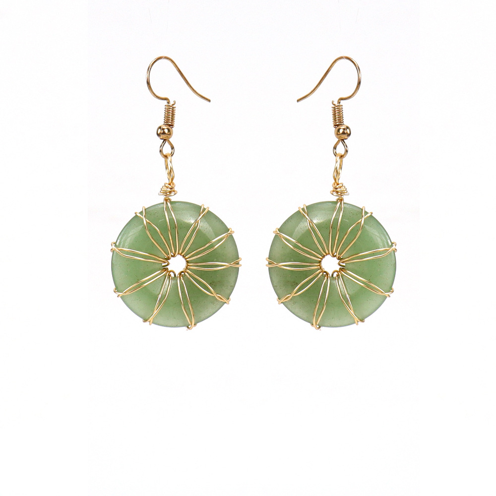 1 Pair Casual Geometric Alloy Natural Stone Drop Earrings display picture 3