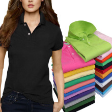 New Summer Pure cotton Solid Polo Women Shirt Slim Short Sle