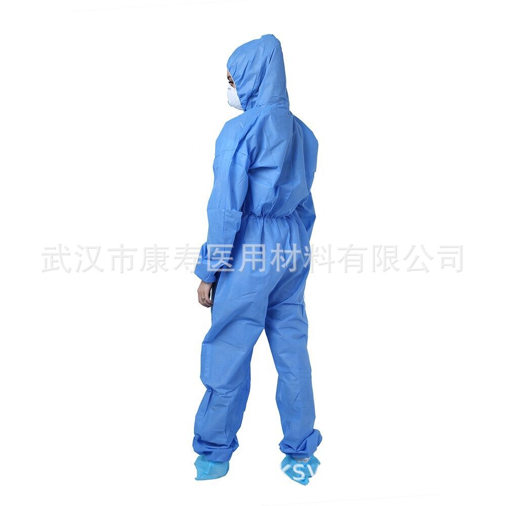 现货一次性防护服SMS隔离衣服PP无纺布连体带帽防飞沫工作防尘服
