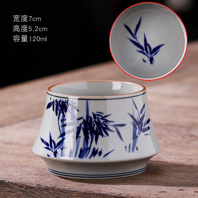 Taza de cerámica retrógrada de color azul taza de hogar taza de bebida taza personal de gran capacidad taza de té cocinada horno taza de té