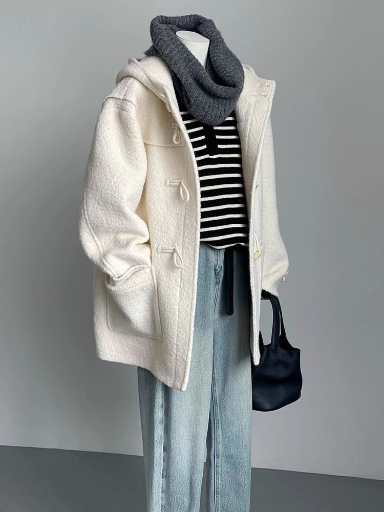 Milky White Winter Lamb Wool Outwear for Women Autumn and Winter 2025 New Style Small Fragrant Style Lady Woolen Outwear